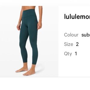 Lululemon teal align leggings. Size 2